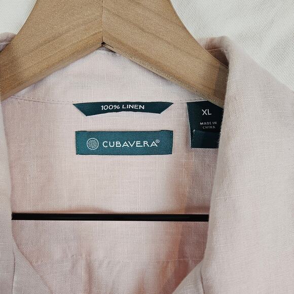 Cubavera linen beachy resort button down, pink, men's XL - Picture 3 of 3